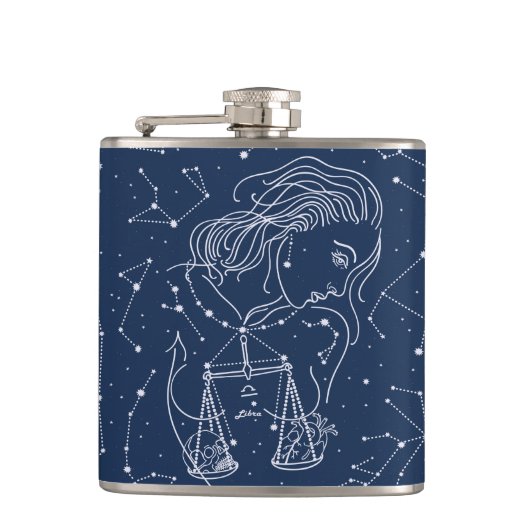 Meisje Weegschaal Zodiac Teken Flask Heupfles (Voorkant)