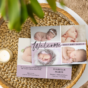 Meisje Welkom Zoete Baby Fotosamenstelling Geboort Aankondiging