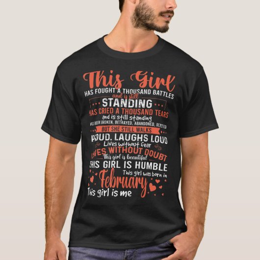 Meisje werd in februari geboren t-shirt (Voorkant)