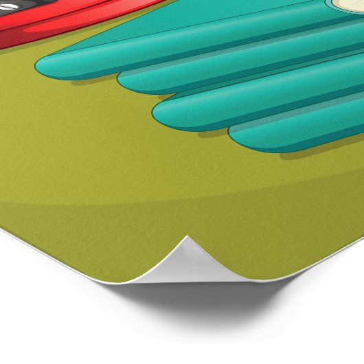 Meisje werkt op een bureau poster (Hoek)