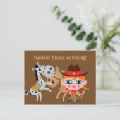 Meisje Western Wild West Verjaardag Dank u Briefka Briefkaart (Staand voorkant)