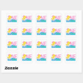 Meisje White One Lucky Duck 1st Verjaardagsfeest Vierkante Sticker (Vel)