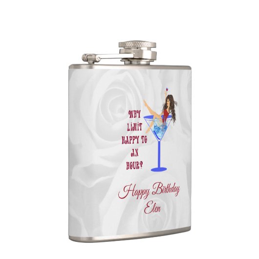 Meisje wijn en glas heupfles (Rechts)