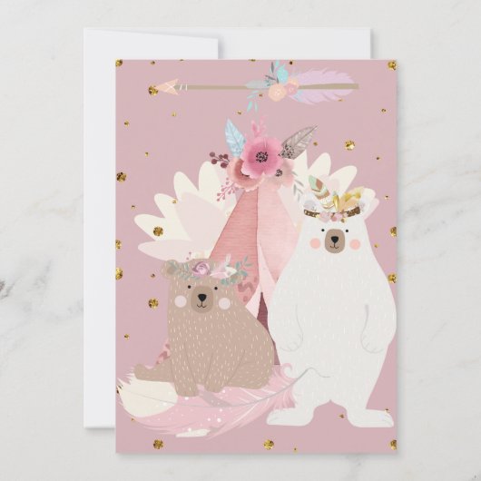 Meisje Wild Boho Derde Verjaardag Kaart (Achterkant)