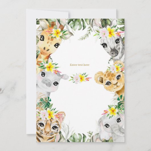 Meisje Wild Een Verjaardag Oerwoud Dieren 1e Verja Kaart (Achterkant)