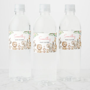 Meisje Wild One Safari Baby shower Waterfles Etiket