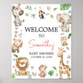 Meisje Wild One Safari Baby shower Welkom Poster (Voorkant)