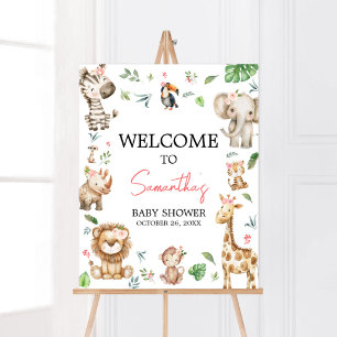 Meisje Wild One Safari Baby shower Welkom Poster