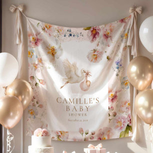 Meisje wilde bloem baby shower achterwand tapijt wandkleed