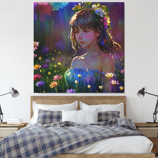 *~ Meisje Wilde Bloemen AP56 Magische Kunst het Sc Canvas Afdruk (Insitu (Slaapkamer))