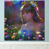 *~ Meisje Wilde Bloemen AP56 Magische Kunst het Sc Canvas Afdruk (Insitu (Houten vloer))