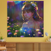 *~ Meisje Wilde Bloemen AP56 Magische Kunst het Sc Canvas Afdruk (Insitu (Woonkamer))