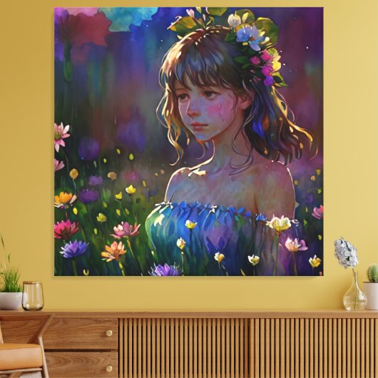 *~ Meisje Wilde Bloemen AP56 Magische Kunst het Sc Canvas Afdruk (Insitu (Woonkamer))