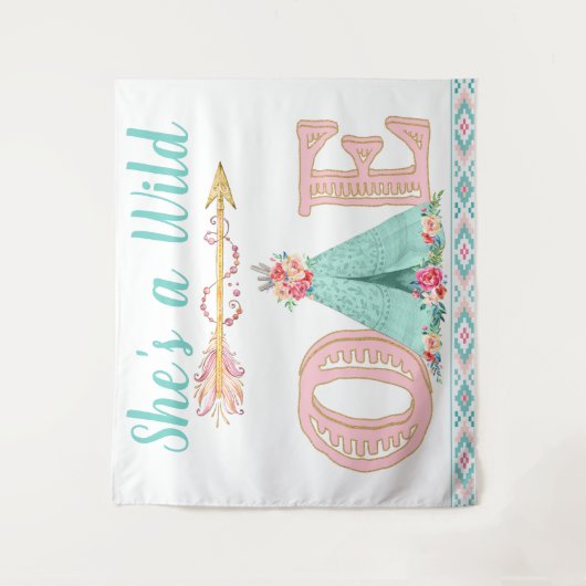 Meisje Wilde Eén Verjaardagsfeest Achtergrond Bann Wandkleed (Voorkant)