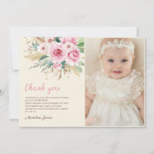 Meisje Wildflower 1e Verjaardag Party Foto Bedankkaart (Voorkant)