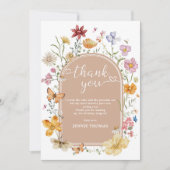Meisje Wildflower 1e verjaardagsfeestje Bedankkaart (Voorkant)