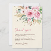 Meisje Wildflower 1e verjaardagsfeestje Bedankkaart (Voorkant)