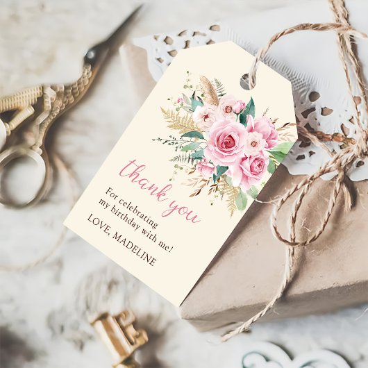 Meisje Wildflower 1e verjaardagsfeestje Cadeaulabel