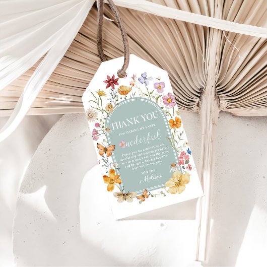 Meisje Wildflower 1e verjaardagsfeestje Cadeaulabel