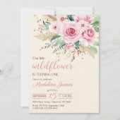 Meisje Wildflower 1e verjaardagsfeestje Kaart (Voorkant)