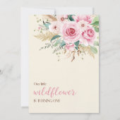 Meisje Wildflower 1e verjaardagsfeestje Kaart (Achterkant)