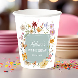 Meisje Wildflower 1e verjaardagsfeestje Papieren Bekers