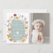 Meisje Wildflower 2e Verjaardag Feest Uitnodiging (Voorkant)