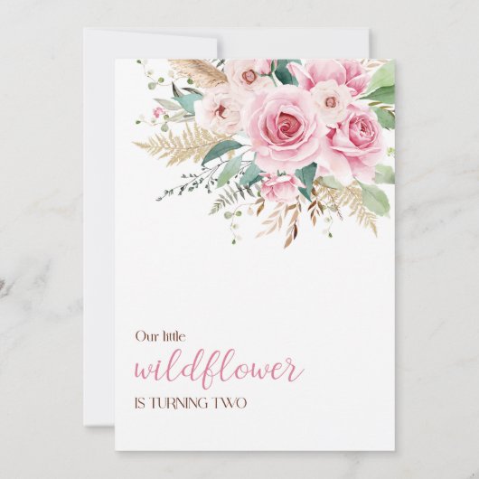 Meisje Wildflower 2e verjaardagsfeestje Kaart (Achterkant)