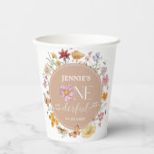 Meisje Wildflower Onederful 1e Verjaardagsfeest Papieren Bekers (Voorkant)