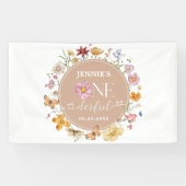 Meisje Wildflower Onederful 1e Verjaardagsfeest Spandoek (Horizontaal)