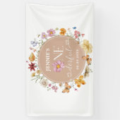 Meisje Wildflower Onederful 1e Verjaardagsfeest Spandoek (Verticaal)