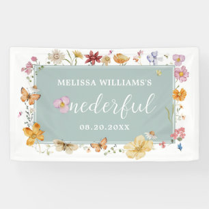 Meisje Wildflower Onederful 1e Verjaardagsfeest Spandoek