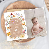 Meisje Wildflower Onederful 1st Verjaardag Party F Kaart