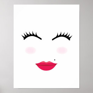  meisje wimpers en lippen poster print