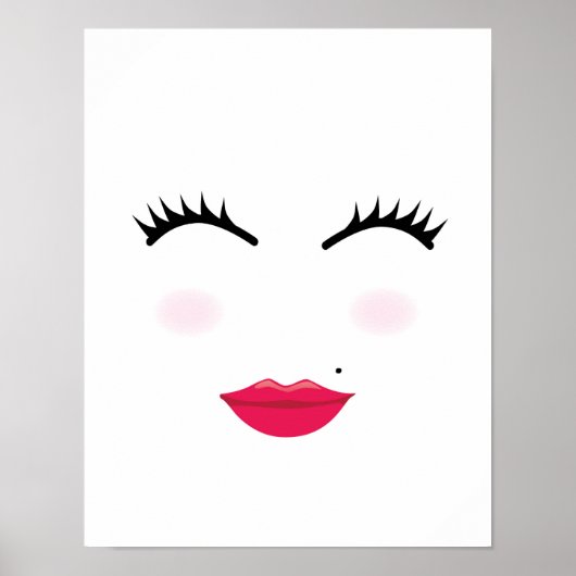 meisje wimpers en lippen poster print (Voorkant)