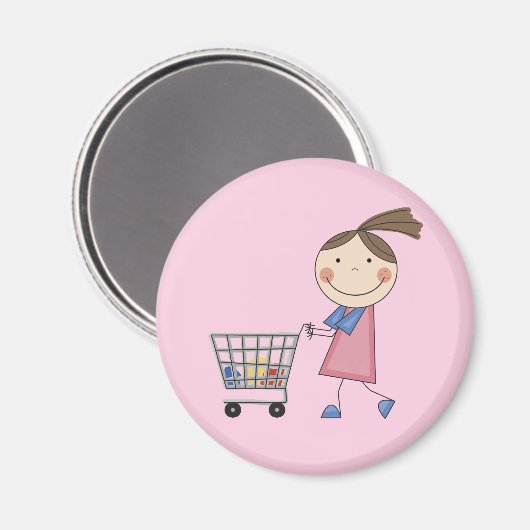 Meisje winkelen T-shirts en geschenken Magneet (Voorkant / Achterkant)