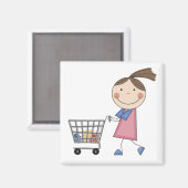 Meisje winkelen T-shirts en geschenken Magneet (Voorkant / Achterkant)