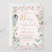 Meisje Winter Arctic Animals Baby shower Kaart (Voorkant)