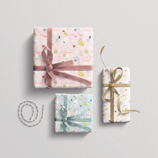 Meisje Winter Beer Kerst Inpakpapier Vel