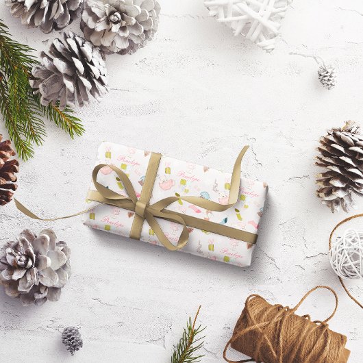 Meisje Winter Beer Kerst Inpakpapier Vel