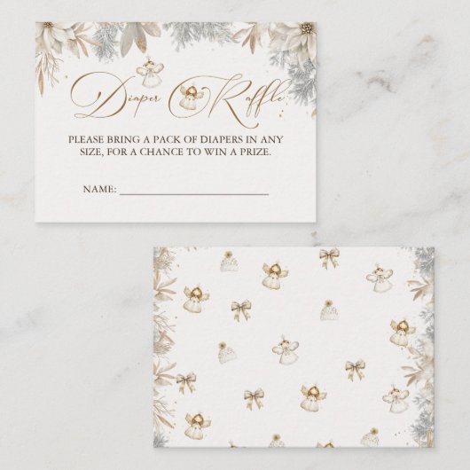 Meisje Winter Luier Raffle Baby Baby shower Informatiekaartje (Voorkant / Achterkant)
