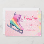 Meisje Winter Schaatsen Verjaardagsfeest Kaart (Voorkant)