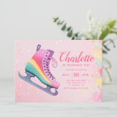 Meisje Winter Schaatsen Verjaardagsfeest Kaart (Staand voorkant)