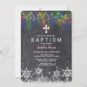 Meisje Winter Slingerlichtjes Sneeuwvlokken Krijtb Kaart (Voorkant)