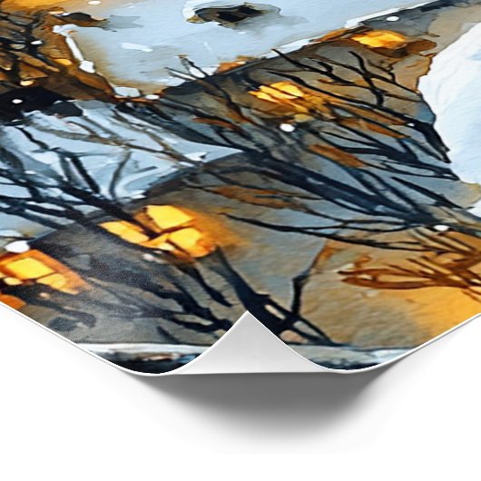 Meisje Winter Sterren Snowy Night Perfect Poster (Hoek)