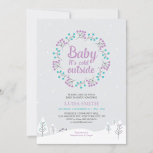 Meisje Winter Wonderland Baby Shower, Paars & Turq Kaart