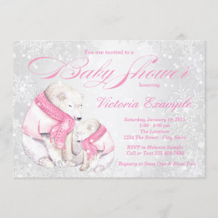 Meisje Winter Wonderland Beer Baby Shower Uitnodig Kaart