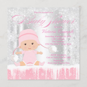 Meisje Winter Wonderland Snow Baby shower Invitati Kaart