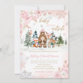 Meisje Winter Woodland Baby shower Kaart (Voorkant)