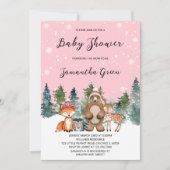 Meisje Winter Woodland Baby shower Kaart (Voorkant)